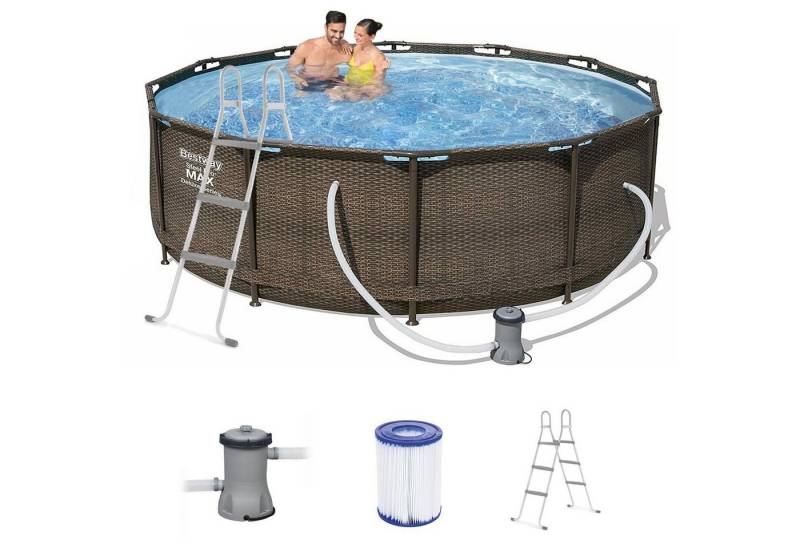 BESTWAY Pool Steel Pro Max Frame Pool Set rund Filterpumpe Leiter braun 366x100cm (Artikelnummer des Herstellers Bestway®: 56709) von BESTWAY