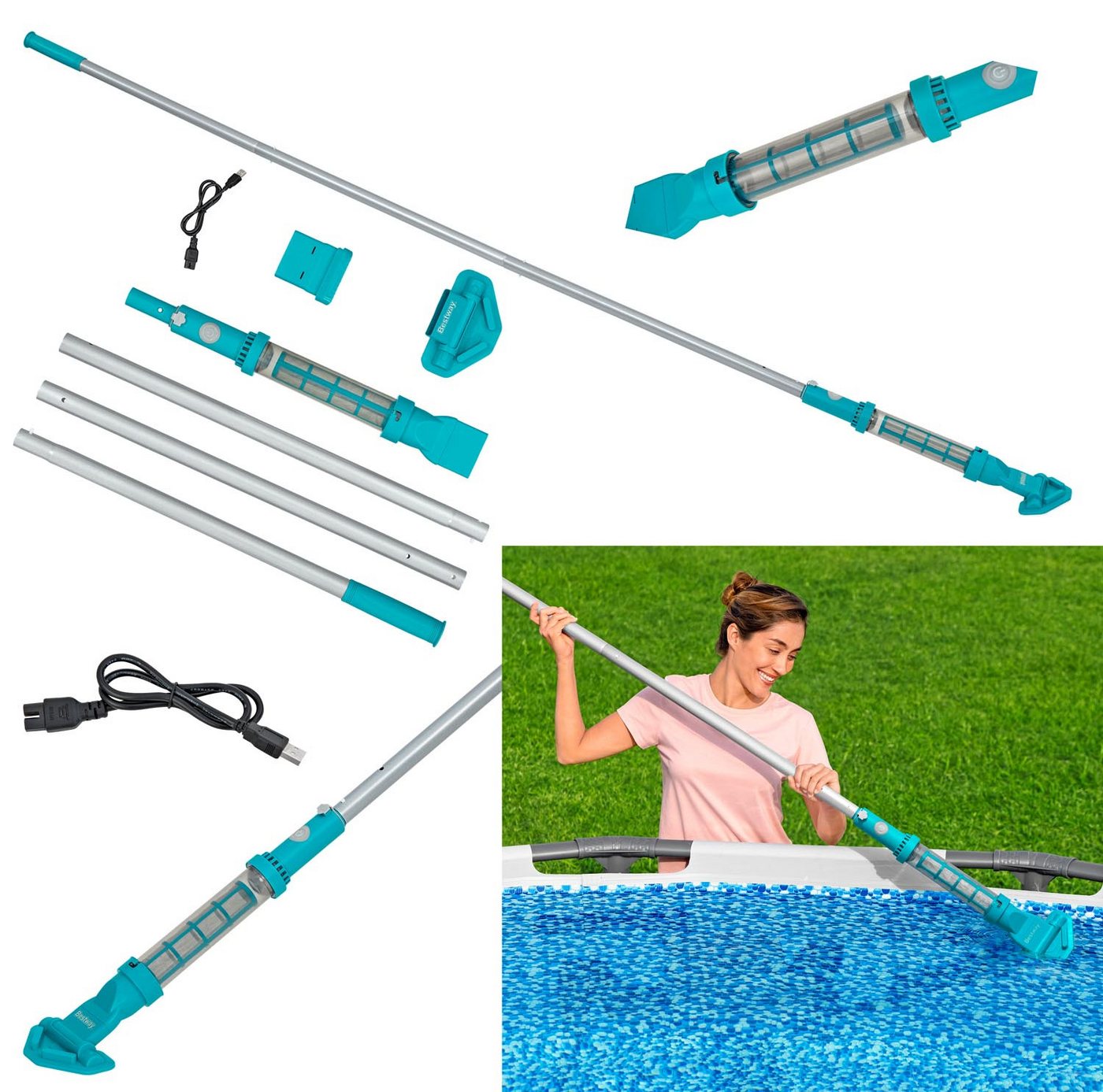 BESTWAY Poolbodensauger Bestway 58771 - Akkubetriebener Poolsauger AquaSurge - 251 cm von BESTWAY