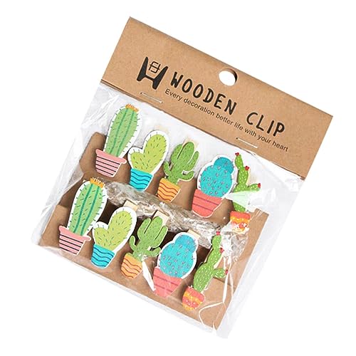 BESTYASH 1 Satz Teiliges Kaktus Holzklammern Wandhalterung Fotoclips Memo Clips Aus Hochwertigem Holz Stabile Foto Und Notizhalter Geschenkidee Für Familie Und Freunde 10 Stück von BESTYASH
