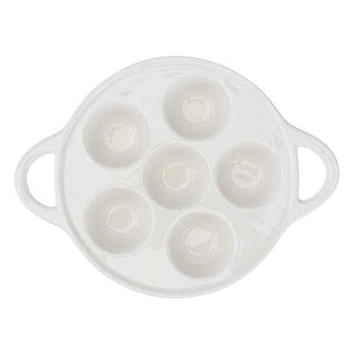 BESTYASH Escargot Platte 6 Fächer aus Keramik für Ofen/Mikrowelle mit Doppelgriff für Schnecken und Vorspeisen von BESTYASH