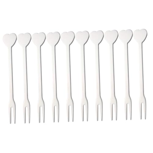 BESTYASH 10 Stück Teiliges Edelstahl Herz Obstgabeln für Fingerfood und Dessert Kreative Cake Forks für Party Hochzeit Bar und Bankett Silberfarbene Party Supplies von BESTYASH