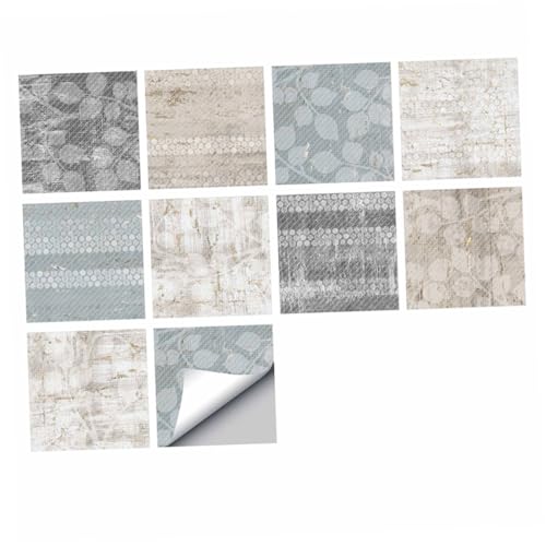 BESTYASH 10 Stück Teiliges Europäischer Stil Fliesenaufkleber Selbstklebend Rutschfest für Bad Küche Wohnzimmer PVC Dekorationssticker von BESTYASH