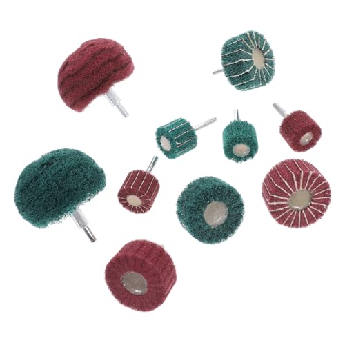 BESTYASH 10 Stück Teiliges Polierscheiben Stiel Polieraufsatz für Bohrmaschine Vielseitige Reinigungsscheiben für Metalloberflächen Entrostung Entgraten Polieren und Bearbeiten von BESTYASH