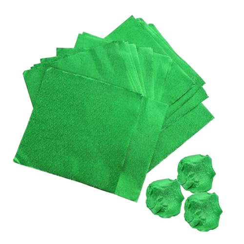BESTYASH 100 Stück Aluminiumfolie Verpackungspapier Grün mit Orangenschale Muster Flexible Folienumschläge für DIY Bonbons Schokolade Einfache Handhabung für Feste und Partys von BESTYASH