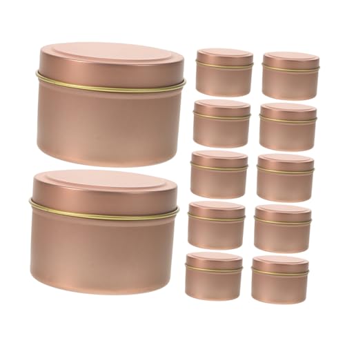 BESTYASH 12 Stück Teiliges Blech kerzengläser mit Deckeln Luftdicht Verschließbar Langlebige DIY Teelichthalter für Kerzenherstellung Mattes Roségold für Wohn Schlafzimmerdeko von BESTYASH