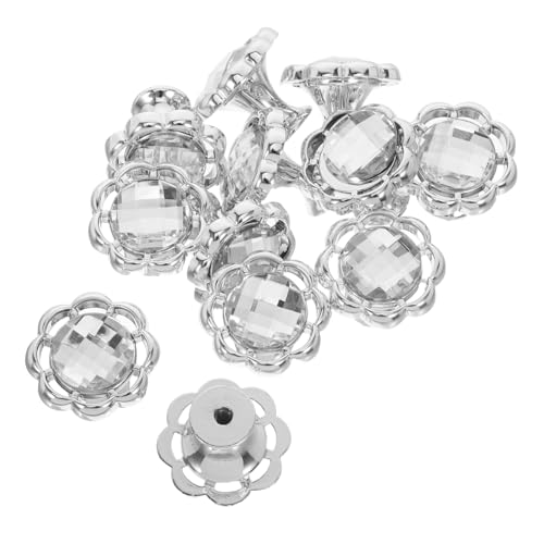 BESTYASH 12 Stück Teiliges Blumenförmige Schrankgriffe mit Strasssteinen Moderne Kleiderschrankgriffe aus Silber Einfache Montage Langlebige Möbelknöpfe für Küche Kommode von BESTYASH