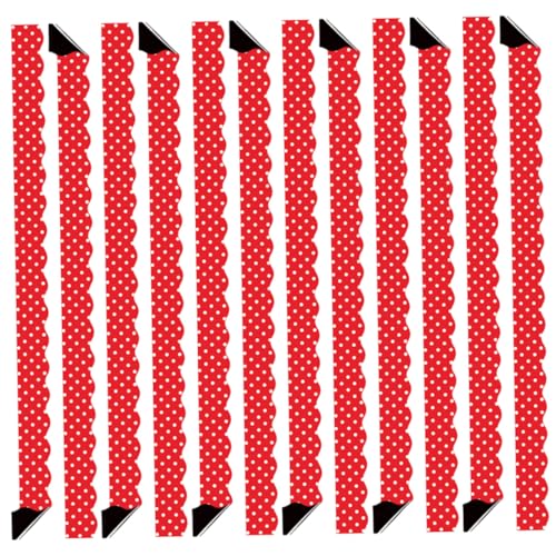 BESTYASH 12 Stück Teiliges Magnetisches Border Trim in Rot mit Wellenmuster und Punkten Dekorative Bordüre für Magnetische Tafeln Whiteboards Pinnwände für Klassenzimmer und Bürogestaltung von BESTYASH
