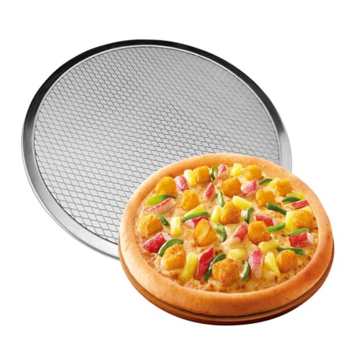 BESTYASH 2 Stück Aluminium Pizzablech Netz Antihaft Backblech Pizzanetz Rostfrei Leicht Ofen und Gefriergeeignet Langlebig von BESTYASH