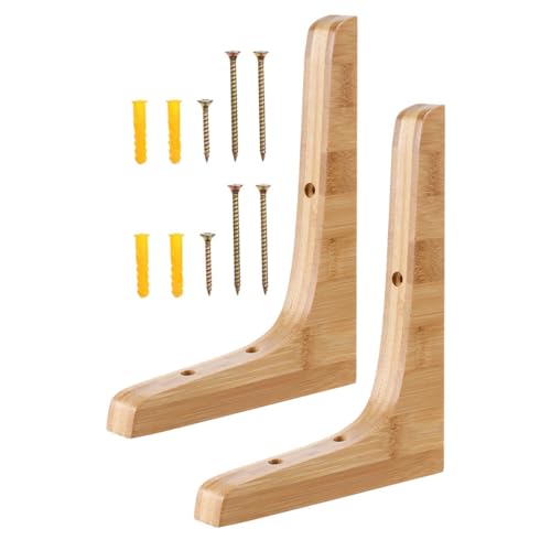 BESTYASH 2 Stück Dreieck Holz Regalhalter Wandmontage Tragkraft Stark Holz Wandhalterung Regalstütze für Schwebende Ablagen Küche Bad Wohnzimmer Dekorativ Sicher und Langlebig von BESTYASH