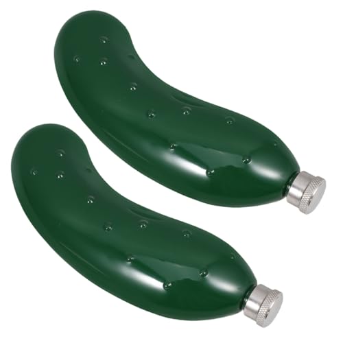 BESTYASH 2 Stück Edelstahl Flachmann im Gurken-design Auslaufsicherer Tragbarer Whiskey-trinkflasche Kompakte Alkoholflasche für Herren für Camping Outdoor und Reisen Grün von BESTYASH