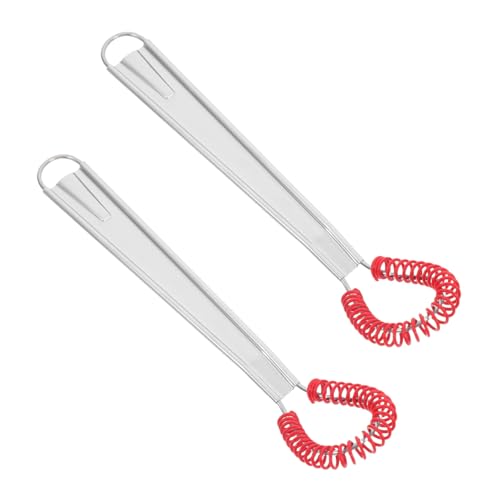 BESTYASH 2 Stück Edelstahl Handmixer mit Federmechanik Manueller Schneebesen für Kochen Backen Leichter Benutzerfreundlicher Handquirl mit Rotsilikonkopf Vielseitig für Küche und Outdoor von BESTYASH