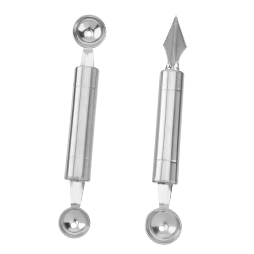 BESTYASH 2 Stück Edelstahl Melonenausstecher Kugelausstecher Obstschneider mit Doppelkopf für Melonen Eis und Früchte Rostfrei Vielseitig Einsetzbar für Küche und Restaurant von BESTYASH