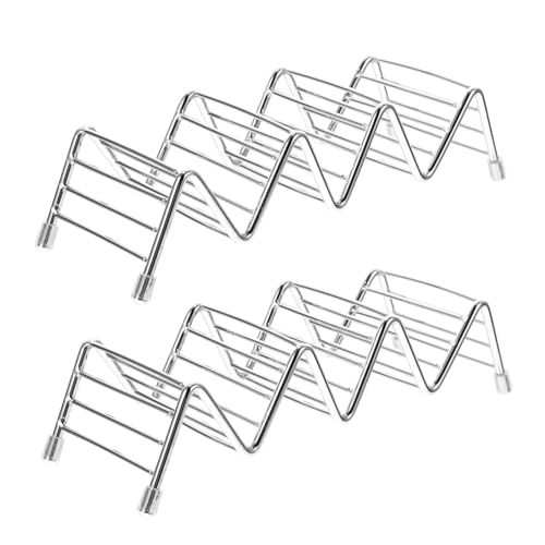 BESTYASH 2 Stück Edelstahl Taco Halter Fach Taco Ständer Rostfrei Platzsparend für Burritos Hot Dogs und Wraps Küchenhelfer für Grill und Ofen von BESTYASH