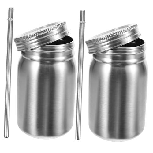 BESTYASH 2 Stück Edelstahl Trinkbecher Mit Deckel Und Strohhalm 700 Ml Unzerbrechlich Rostfrei Für Zuhause Büro Und Reisen von BESTYASH