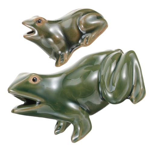 BESTYASH 2 Stück Keramik Wasserfall Frosch Deko Umwälzpumpe Gartenbrunnen Wasserspiel für Balkon Terrasse Garten Outdoor Figur mit Fließendem Wasser Dekorative Teichfigur Bonsai Deko von BESTYASH