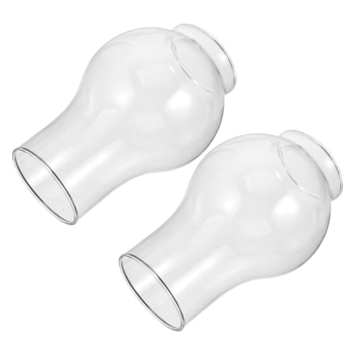 BESTYASH 2 Stück Klare Glas Lampenschirme für Petroleum und Kerosinlampen Winddicht Handgefertigt Höhe Ersatzglas für Outdoor Camping Öllampen von BESTYASH