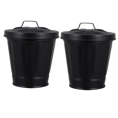 BESTYASH 2 Stück Kleine Abfalleimer mit Deckel Vielseitiger Desktop mülleimer und Blumenkübel Praktischer Aufbewahrungsbehälter für Büro Schlafzimmer und Wohnräume Leichter Tischmistkübel von BESTYASH