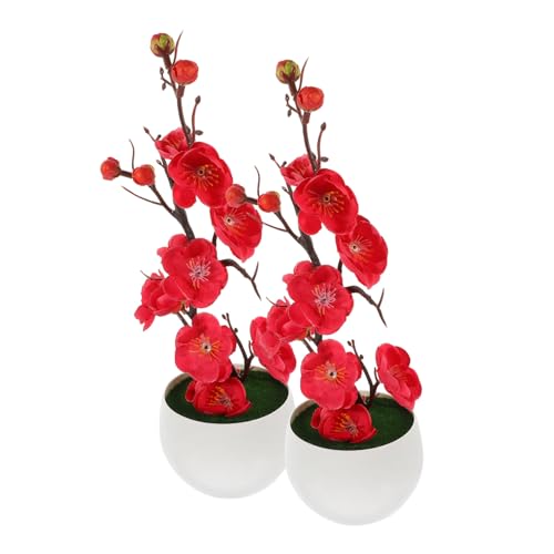BESTYASH Künstliche Topfpflanze 2 Stücke Simulierte Bonsai Deko Blume Für Schreibtisch Kunststoff Rosa Dekoration Für Wohnzimmer Und Büro von BESTYASH