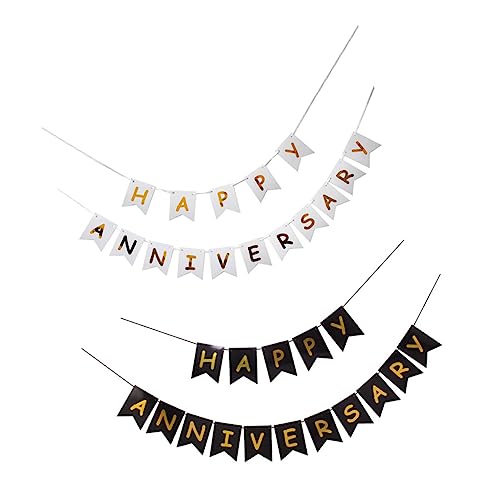 BESTYASH 2 Stück Party Banner Wimpelkette Teilig aus Hochwertigem Papier und Wiederverwendbar Dekoratives Hängeschild für Jubiläumsfeier Hochzeit Geburtstag für Baum Decke Fenster von BESTYASH