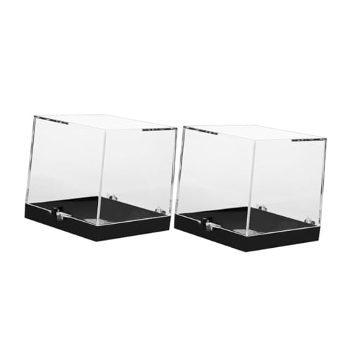 BESTYASH 2 Stück Rock Display Box mit Klarsichtdeckel Kleine Aufbewahrungsbox aus Robustem Kunststoff Schützende Organizer Box für Mineralien und Kristallsammlung Stilvolles Schwarzes von BESTYASH