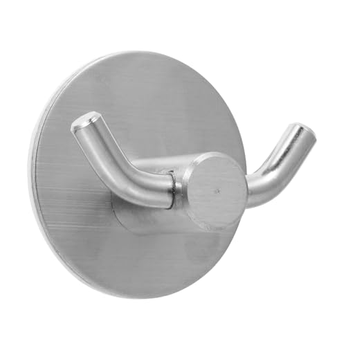BESTYASH 2 Stück Selbstklebende Edelstahl Wandhaken Rostfrei Fester Halt für Handtücher und Mäntel Doppelhaken Design Ohne Bohren Für Bad Küche Schlafzimmer und Büro von BESTYASH