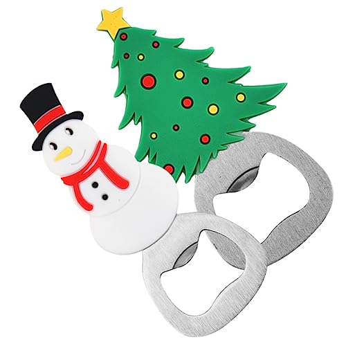 BESTYASH 2 Stück Teiliges Flaschenöffner Cartoon Design Weihnachtsbaum Schneemann Praktische Öffnung für Bier und Weinflaschen für Zuhause Bars und Partys von BESTYASH