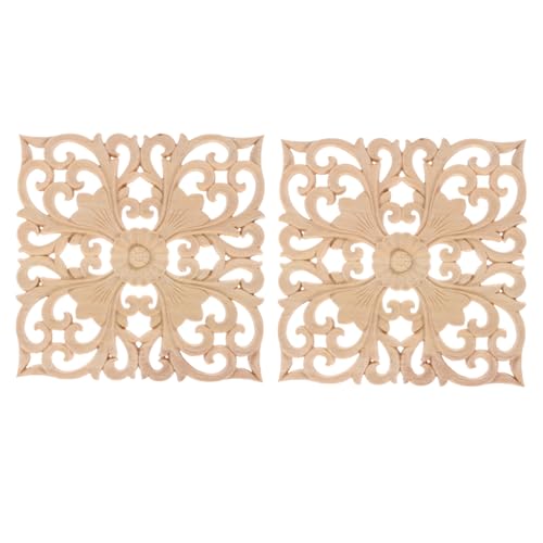 BESTYASH 2 Stück Teiliges Holz Geschnitzte Möbel Applique Handgefertigte Holzornamente für Türen Schränke Fenster DIY Holzdekor Natürliche Holzfarbe Einfache Montage von BESTYASH