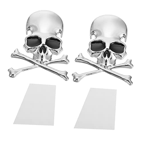BESTYASH 2 Stück Teiliges Metall Skull Sticker Silberfarbene Aufkleber für Auto Motorrad Fenster Wand Langlebig Dekoration BESTYASH 2 Stück Teiliges Metall Skull Sticker Silberfarbene Aufkleber für Auto Motorrad Fenster Wand Langlebig Dekoration von BESTYASH