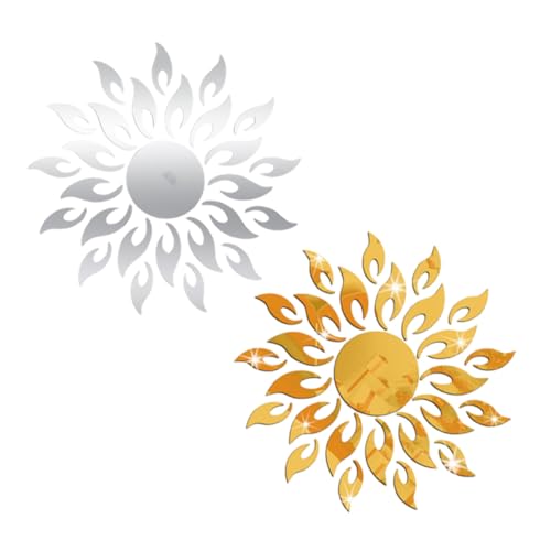 BESTYASH 2 Stück Teiliges Sonnenblumen Spiegel Selbstklebend Gold und Silber Spiegelaufkleber Wanddeko für Wohnzimmer Badezimmer Möbel Glasflächen BESTYASH 2 Stück Teiliges Sonnenblumen Spiegel Selbstklebend Gold und Silber Spiegelaufkleber Wanddeko für Wohnzimmer Badezimmer Möbel Glasflächen von BESTYASH