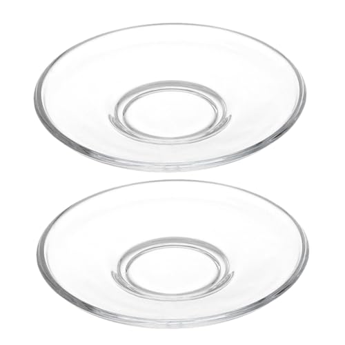 BESTYASH 2 Stück Transparente Glasuntersetzer Runde Teetassenuntertassen für Snacks Appetizer und Desserts Glasplatten für von BESTYASH