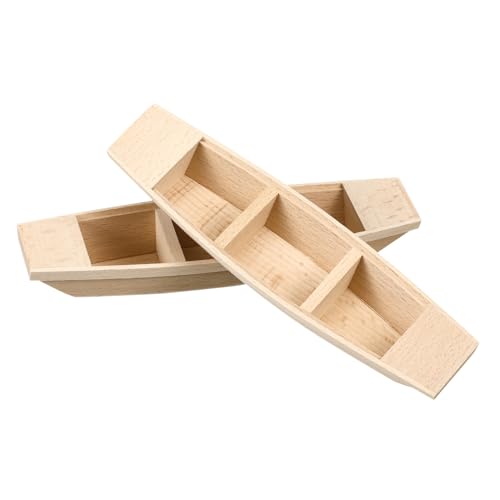 BESTYASH 2 Stück Unvollendetes Teiliges Holzboot Modell Miniatur Holzkanu Bastelprojekt Rustikale Tischdekoration für Büro Wohnzimmer DIY Bemalbar Kompakt und Leicht von BESTYASH
