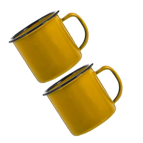 BESTYASH 2 Stück Vintage Emaille Trinkbecher mit Griff Chinesischer Stil Hitzebeständig und Bruchsicher Gelb für Outdoor Büro und Zuhause BESTYASH 2 Stück Vintage Emaille Trinkbecher mit Griff Chinesischer Stil Hitzebeständig und Bruchsicher Gelb für Outdoor Büro und Zuhause von BESTYASH