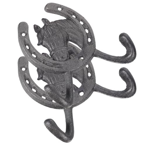BESTYASH 2 Stück Vintage Gusseisen Wandhaken Pferdekopfhaken für Rustikale Dekoration für Garderobe Badezimmer und Wohnräume Multifunktional für Mäntel Taschen und von BESTYASH