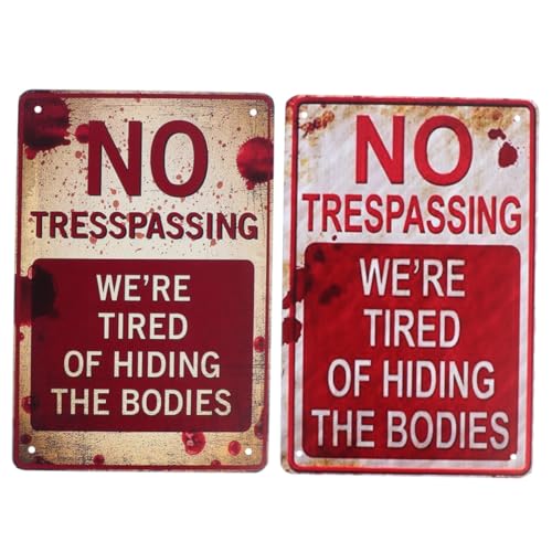 BESTYASH 2 Stück Vintage Warnschild Blechschild für Wanddekoration für Zuhause Büro oder Garten mit Vorgebohrten Löchern Auffälliges Design von BESTYASH