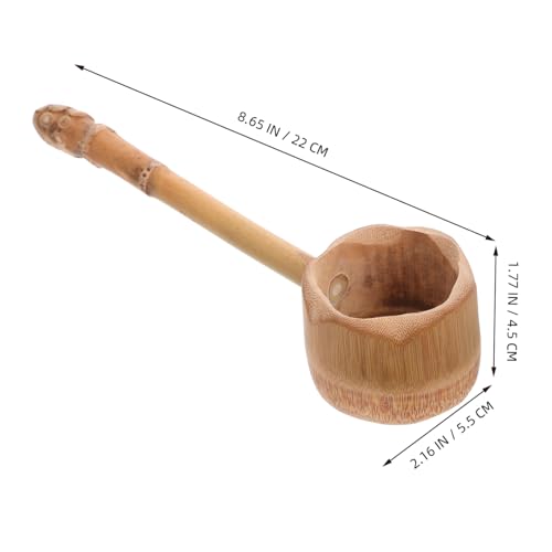 BESTYASH 2 Stück Wasserschöpfer mit Langem Griff Japanischer Stil Wasserkelle für Kochen Baden und Gießen Langlebiger Leicht zu Reinigender Holzlöffel für Haushalt und Garten von BESTYASH