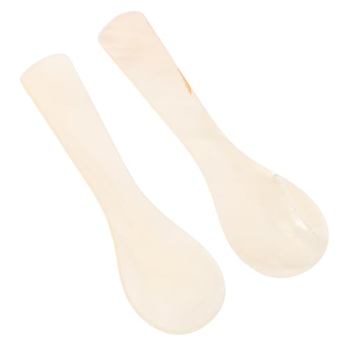 BESTYASH 2 Stück Weiße Muschel Servierlöffel Ergonomisch Gestaltet Minimalistisch Elegant für Buffet Vorspeisen Dessert Kaviar und Eiscreme von BESTYASH