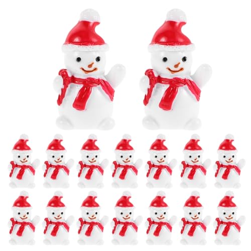 BESTYASH 20 Stück Mini-schneemann Schneemannfiguren Klein Schneemann-Figur Miniaturen Ornament Eisig Weihnachts-schneemann-Handwerk Minifiguren Schneemann- Für Harz Rot von BESTYASH