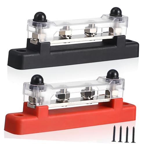 BESTYASH 2Sätze Bus Bar Batterie Verteilerblock Poliger Stromverteilungsblock mit Schutzabdeckung für Wohnmobile Boote und Autos Stabile und Sichere Langlebige von BESTYASH