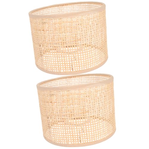 BESTYASH 2Stücke Rattan Lampenschirm für Pendelleuchte Rustikale Deckenlampenabdeckung mit Gewebtem Design Leicht und Installieren für Esszimmer und Wohnzimmer von BESTYASH