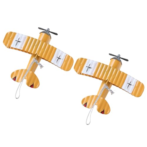 BESTYASH 2Stücke Retro Flugzeugmodell aus Kreatives Kleines Flugzeug Ornament für Desktop Dekoration für Wohnzimmer und Büro Gelb von BESTYASH