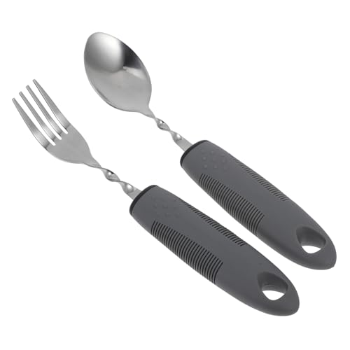BESTYASH 2Stücke Teiliges Utensilienset für Senioren Tremor Löffel Ergonomischem Griff zur Unterstützung bei Schlaganfalltherapie und Zitternden von BESTYASH