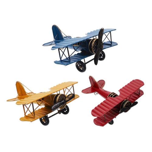 BESTYASH 3 Stück Retro Metall Flugzeugmodell Teiliges Stabile Eisenkunst Flugzeugdekoration in Blau Gelb Rot Rustikale Tischdekoration für Wohnzimmer Büro für Sammler und BESTYASH 3 Stück Retro Metall Flugzeugmodell Teiliges Stabile Eisenkunst Flugzeugdekoration in Blau Gelb Rot Rustikale Tischdekoration für Wohnzimmer Büro für Sammler und von BESTYASH