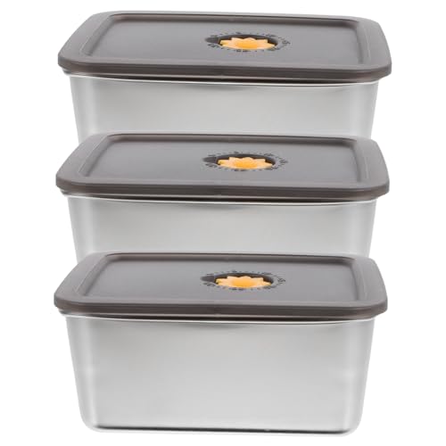 BESTYASH 3 Stück Teiliges Edelstahl Frischhaltedosen mit Luftdichtem Deckel Auslaufsichere Obst Gemüse Aufbewahrungsboxen Langlebige Lebensmittelbehälter für Kühlschrank Camping und BESTYASH 3 Stück Teiliges Edelstahl Frischhaltedosen mit Luftdichtem Deckel Auslaufsichere Obst Gemüse Aufbewahrungsboxen Langlebige Lebensmittelbehälter für Kühlschrank Camping und von BESTYASH