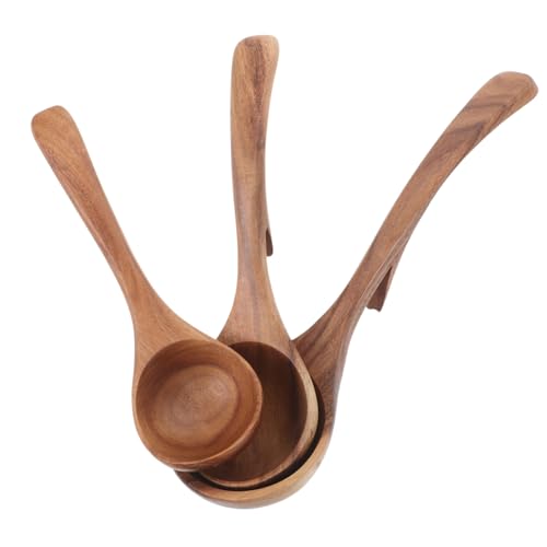 BESTYASH 3 Stück Teiliges Holzlöffel mit Haken Lange Griffe Hitzebeständig und Leicht Suppenkellen zum Kochen Servieren und Rühren für Zuhause Camping und Outdoor Einsatz von BESTYASH