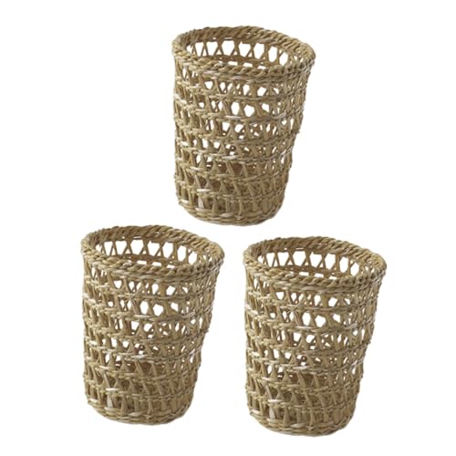 BESTYASH 3 Stücke Handgewebte Becherhüllen aus Stroh Hitzebeständige Tassenhalter für Kaffee und Tee für Vintage Hochzeiten und Outdoor Events von BESTYASH