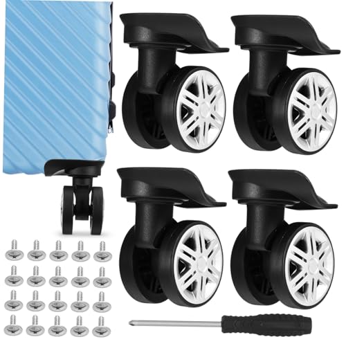 BESTYASH 4 Stk. Doppelte Reihe Gepäckräder Ersatzset mit Schrauben und Schraubendreiber Kofferrollen Leise Robust Kompatibel für Gängige Koffermodelle Einfache Installation Stabile von BESTYASH