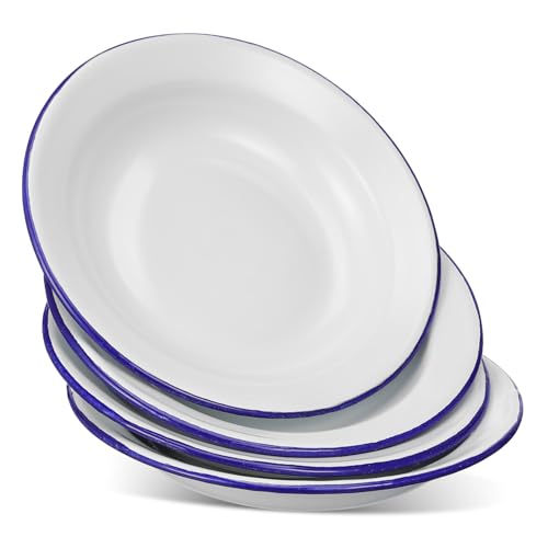 BESTYASH 4Stücke Teiliges Emaille Teller Retro-stil Dekorative Teller für Obst und Snacks Hochwertige Emaille Geschirr für Zuhause und Gastronomie für Picknick und Partys von BESTYASH