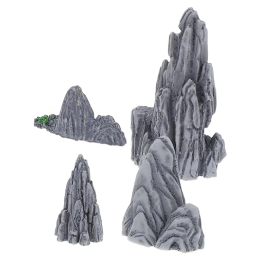 BESTYASH 4 Stück Micro Landschaft Dekor Resin Felsen Miniatur Berg Ornamente Flexible Kombinationen Realistische Details Geeignet für Aquarium Bonsai Schreibtisch und Sandtischgestaltung von BESTYASH
