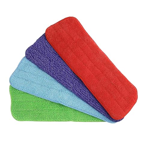 BESTYASH 4 Stück Mikrofaser Mop Ersatzbezüge Saugfähige Reinigungstücher für Boden Fliesen Fenster Vielseitig für Haushalt Büro Hotel Einfache Befestigung Rot Blau Grün Lila von BESTYASH