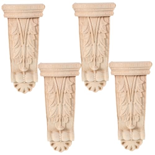 BESTYASH 4 Stück Möbelornamente aus Massivem Holz Geschnitzte Römische Säulen Eckapplikationen Klassischer Europäischer Stil für Schrank Wand Kamin Dekoration von BESTYASH